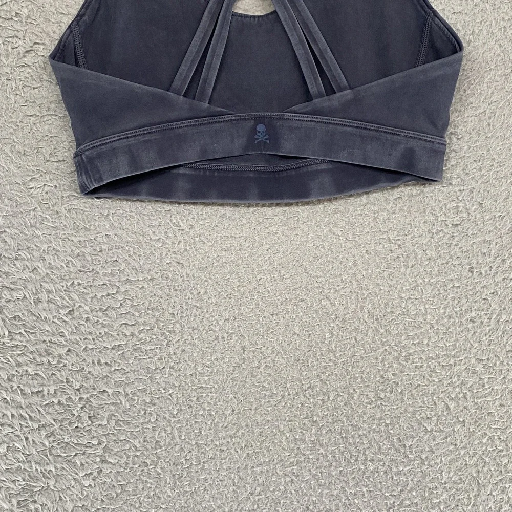 SoulCycle Sports Bra Womens Small‎ Acid Wash Braided Crossback Skull Yoga Gym